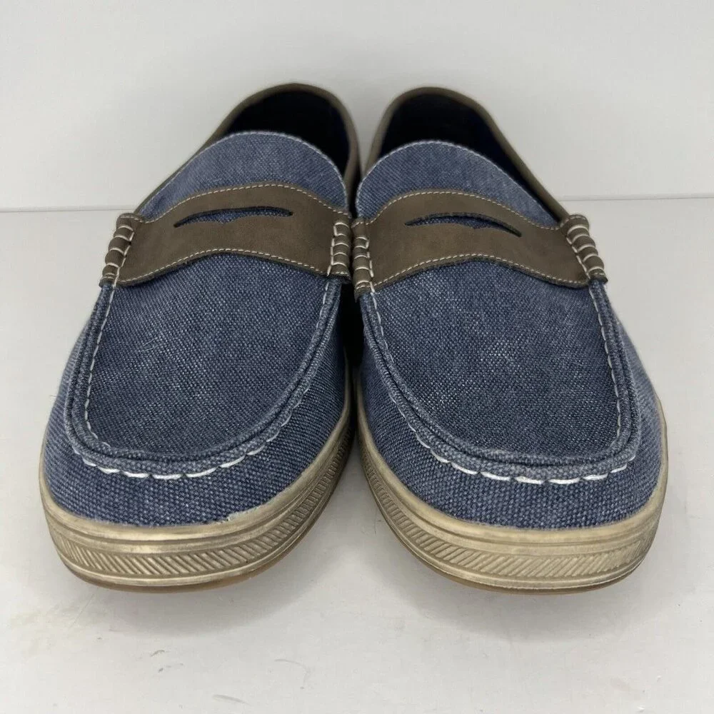 Vostey Slip-On Penney Loafers Blue and Brown Mens Size 12 Comfort Shoes